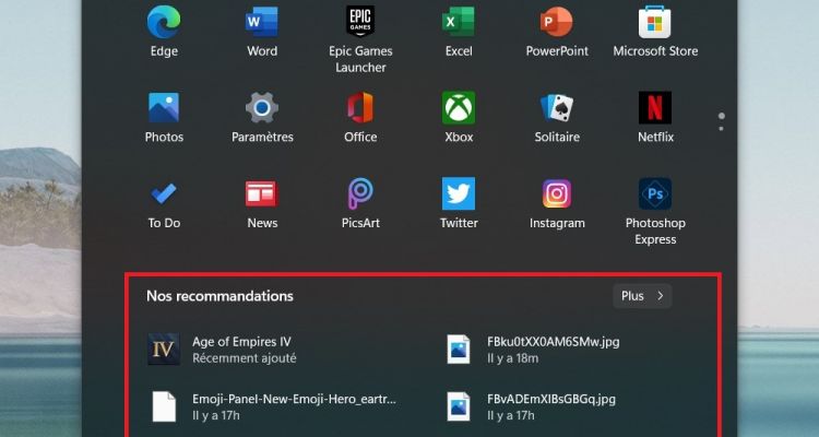Windows 11 : comment masquer les recommandations du Menu Démarrer ?