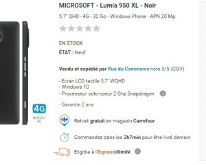 [Bon plan] Le Lumia 950XL à seulement 269,80€ chez RueDuCommerce