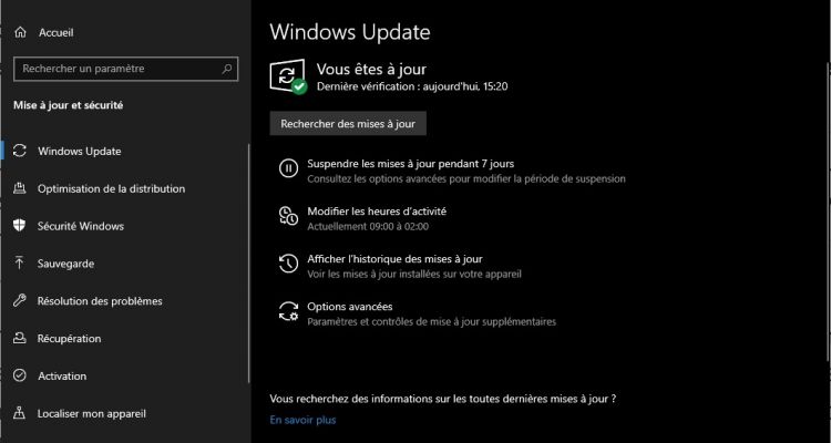 KB5004760 : nouvelle mise à jour disponible pour Windows 10