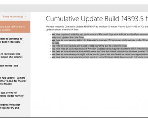 [MAJ] La build 14393.5 est disponible en Slow Ring sur Windows 10 (Mobile)