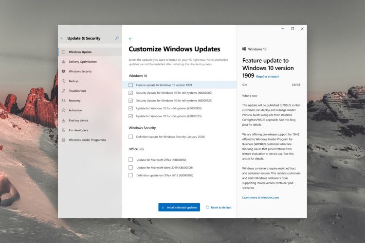 Windows Update : concept d'une interface beaucoup plus claire sur Windows 10