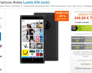 [Bon plan] Le Nokia Lumia 830 à 249,90€ chez Materiel.net