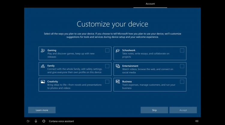 Microsoft veut personnaliser Windows 10 selon l'utilisation prévue de votre PC