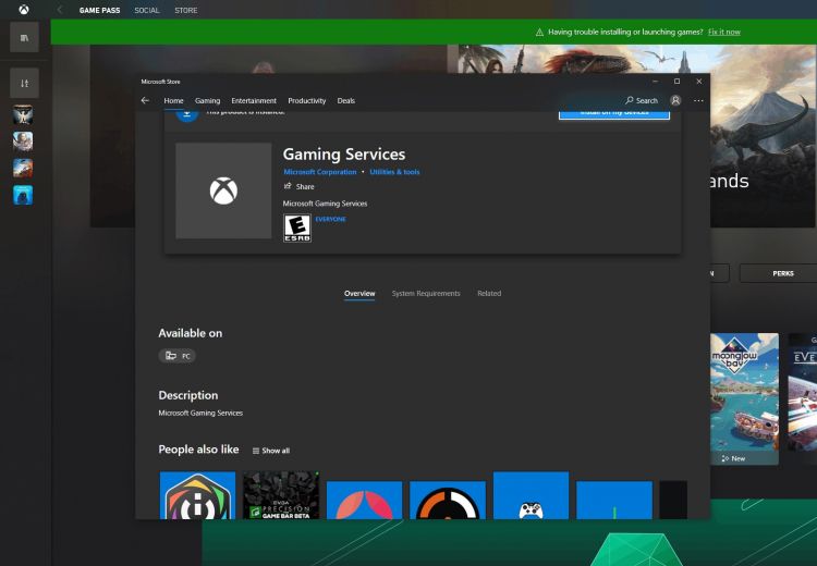 Problème : le service de jeux Xbox s'ouvre quand je lance Forza Horizon 5, Gears