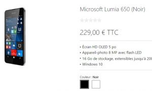 Le Lumia 650 est déjà disponible sur le Microsoft Store FR pour 229€