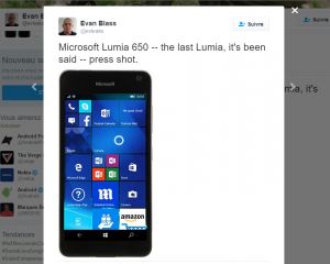 Lumia 650 : Evleaks confirme le téléphone en le montrant à nouveau de face
