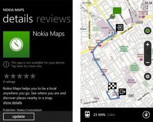 Aperçu de l'application officielle Nokia Maps