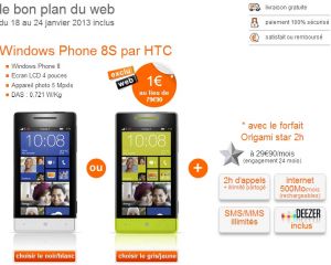Le HTC Windows Phone 8S à 1€ chez Orange jusqu'au 24 janvier