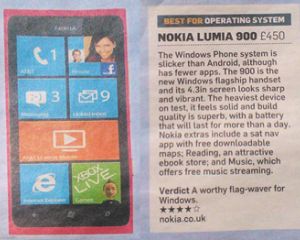 Le Lumia 900 dans le Sunday Times, décroche le titre du meilleur OS