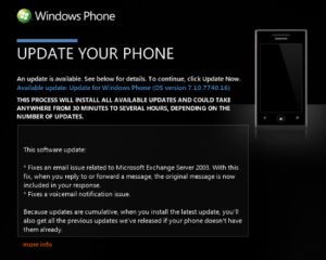 Mise à jour mineure (7740) pour Windows Phone [MAJ]