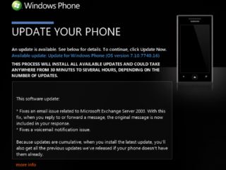 Mise à jour mineure (7740) pour Windows Phone [MAJ]
