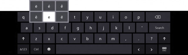 Saisie de caractères accentués sur le clavier virtuel de Windows 8
