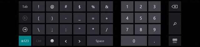 Clavier numérique et caractères spéciaux du clavier virtuel de Windows 8