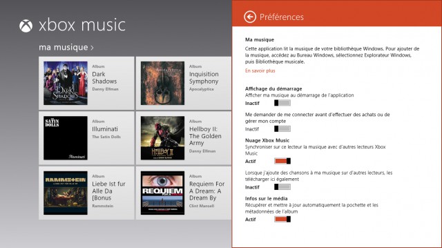 Xbox music: les paramètres